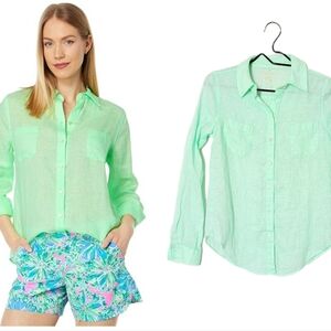 Lilly Pulitzer Sea View Light Lime Green Top Sz XXS